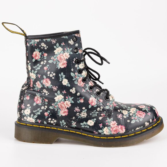 DR MARTENS 1460 Pascal English Vintage Rose Floral Combat Boots 9 - Picture 8 of 13